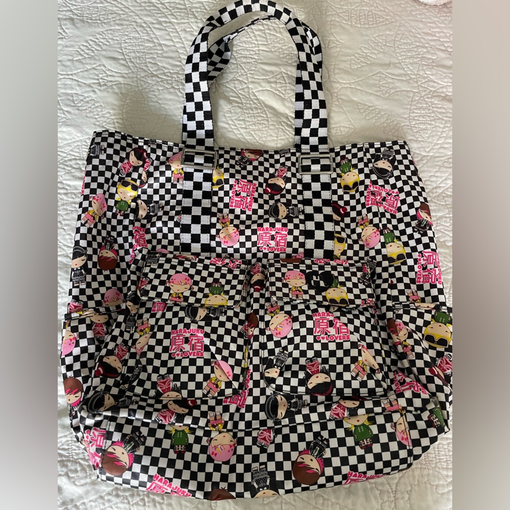 Gwen Stefani Harajuku Lovers Black and White Check Vibrant Tote